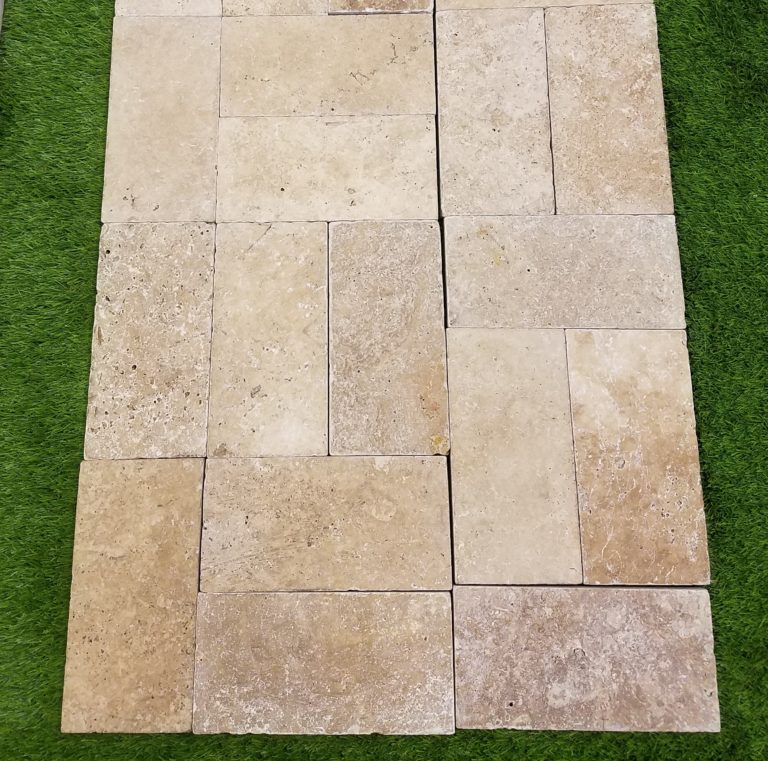 Tundra Gray Tumbled Marble Paver Travertine and Marble Tiles and