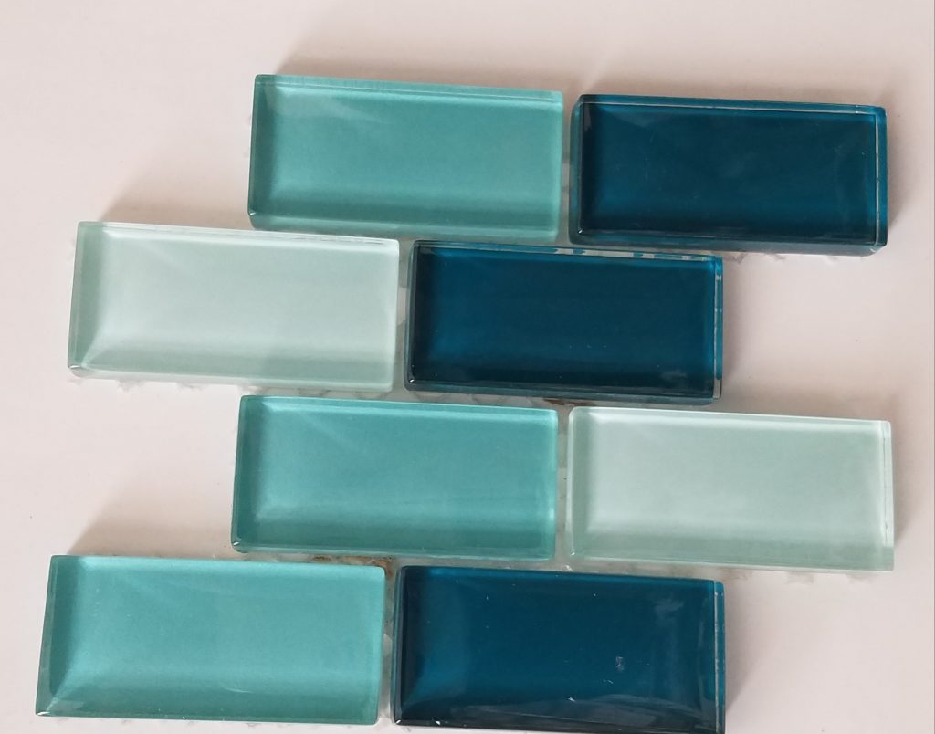 Island blend Jamaica Glass Mosaics 185 Travertine and Marble Tiles